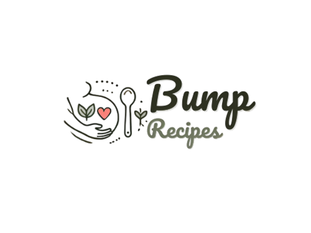 Bump Recipes logo featuring a simple outline of a pregnant belly with a heart, symbolizing nourishment and care for moms and babies.